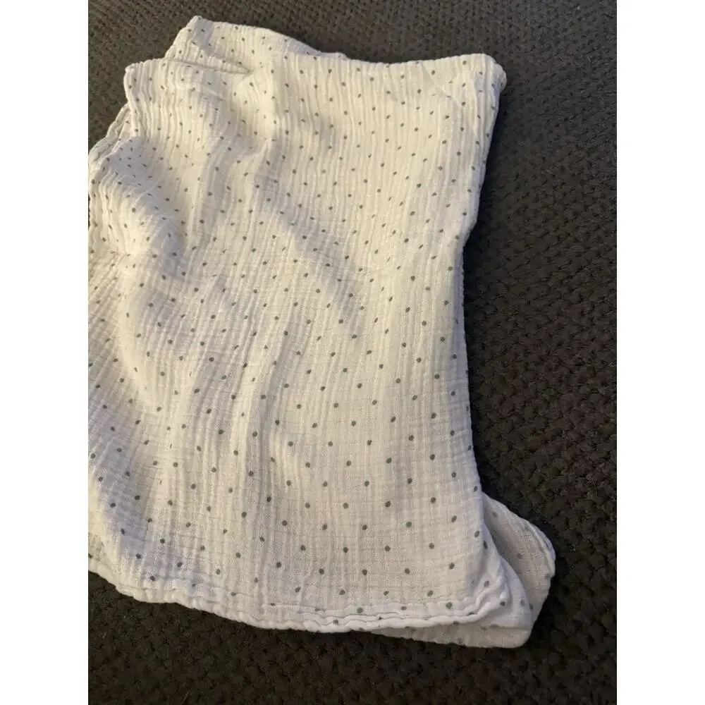 Chick Pea Muslin Baby Blanket Polka Dot White Swaddle Cotton Lovey 36